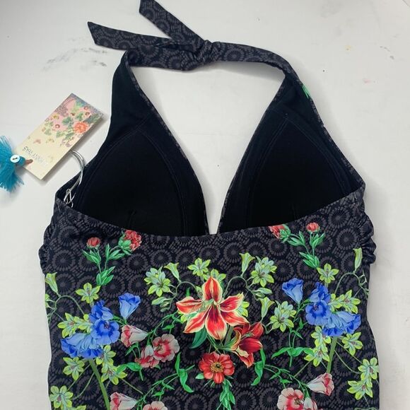 Johnny Was color twist black floral one-piece swimsuit NWT - Picture 8 of 11